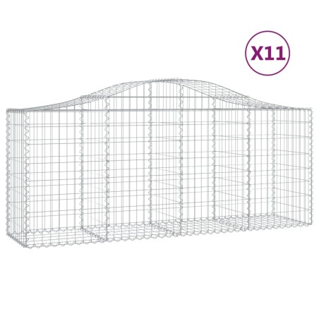 vidaXL Cestas de gaviones 11 uds forma de arco hierro 200x50x80/100 cm