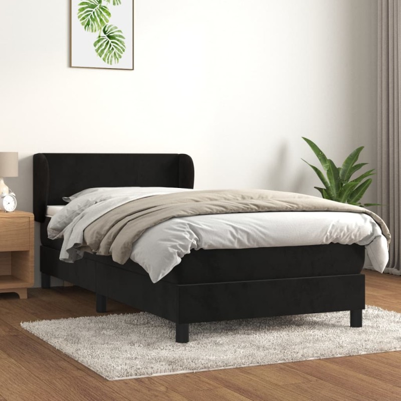 vidaXL Cama box spring con colchón terciopelo negro 80x200 cm vidaXL Cama box spring con colchón terciopelo negro 80x200 cm