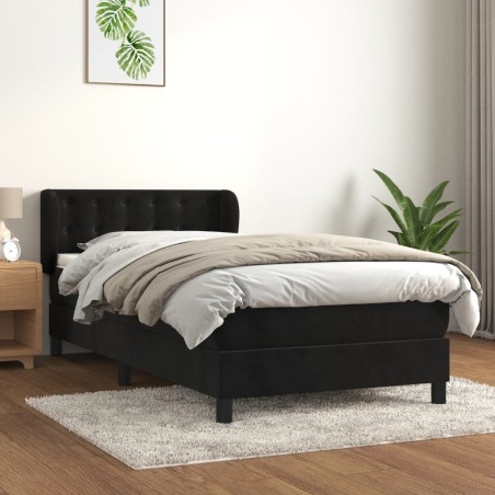 vidaXL Cama box spring con colchón cuero sintético negro 90x190 cm 