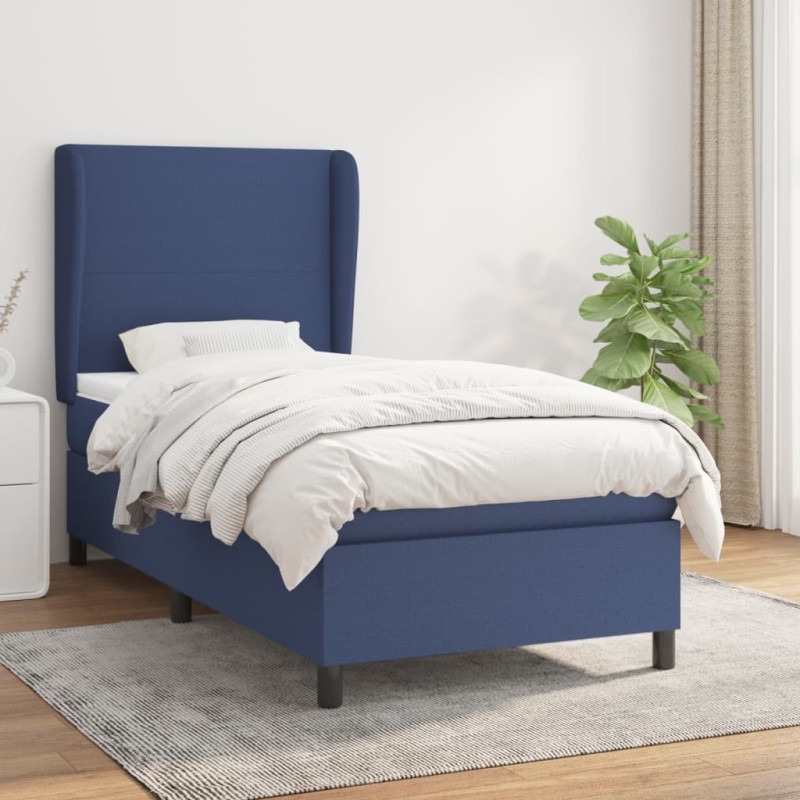 vidaXL Cama box spring con colchón tela azul 100x200 cm vidaXL Cama box spring con colchón tela azul 100x200 cm