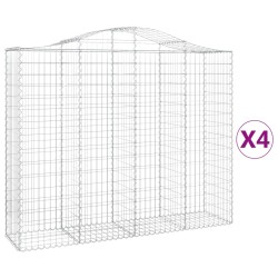 vidaXL Cestas de gaviones 4 uds forma de arco hierro 200x50x160/180 cm