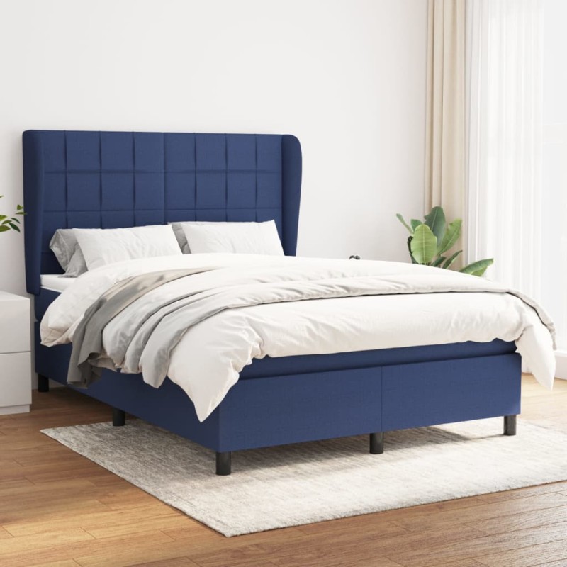 vidaXL Cama box spring con colchón tela azul 140x200 cm vidaXL Cama box spring con colchón tela azul 140x200 cm