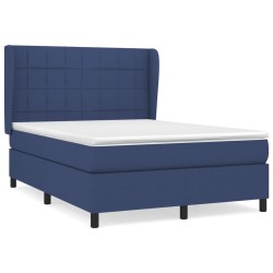 vidaXL Cama box spring con colchón tela azul 140x200 cm