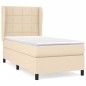 vidaXL Cama box spring con colchón tela color crema 90x200 cm vidaXL Cama box spring con colchón tela color crema 90x200 cm