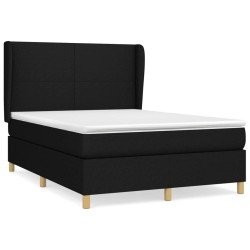 vidaXL Cama box spring con colchón tela negro 140x200 cm
