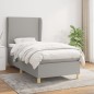 vidaXL Cama box spring con colchón tela gris claro 90x190 cm vidaXL Cama box spring con colchón tela gris claro 90x190 cm