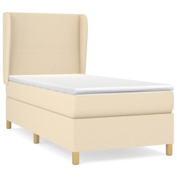 vidaXL Cama box spring con colchón tela color crema 100x200 cm