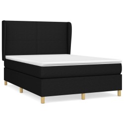 vidaXL Cama box spring con colchón tela negro 140x190 cm