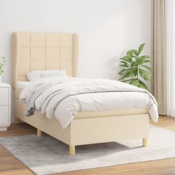 vidaXL Cama box spring con colchón tela color crema 80x200 cm