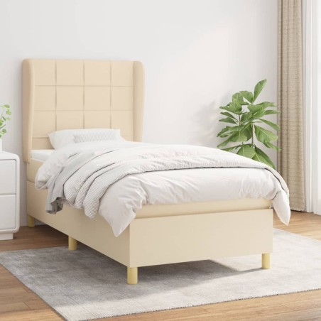 vidaXL Cama box spring con colchón tela color crema 80x200 cm