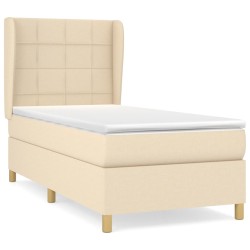 vidaXL Cama box spring con colchón tela color crema 80x200 cm