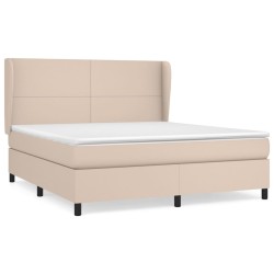 vidaXL Cama box spring con colchón cuero sintético capuchino 160x200cm