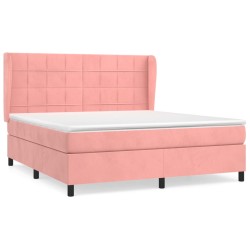 vidaXL Cama box spring con colchón terciopelo rosa 180x200 cm