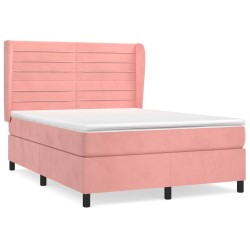 vidaXL Cama box spring con colchón terciopelo rosa 140x190 cm