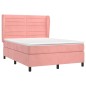 vidaXL Cama box spring con colchón terciopelo rosa 140x190 cm vidaXL Cama box spring con colchón terciopelo rosa 140x190 cm