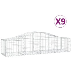 vidaXL Cestas de gaviones 9 uds forma de arco hierro 200x50x40/60 cm