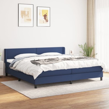 vidaXL Cama box spring con colchón tela azul 200x200 cm