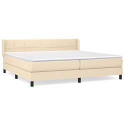 vidaXL Cama box spring con colchón tela color crema 200x200 cm
