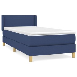 vidaXL Cama box spring con colchón tela azul 90x200 cm