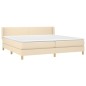 vidaXL Cama box spring con colchón tela color crema 200x200 cm