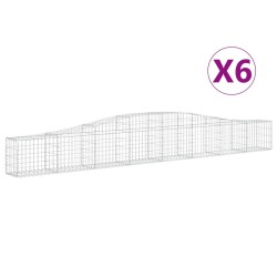 vidaXL Cestas de gaviones 6 uds forma de arco hierro 400x30x40/60 cm