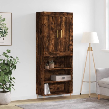 vidaXL Aparador alto madera contrachapada roble ahumado 69,5x34x180 cm