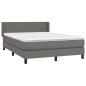 vidaXL Cama box spring con colchón cuero sintético gris 140x190 cm vidaXL Cama box spring con colchón cuero sintético gris 140x190 cm
