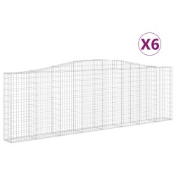 vidaXL Cestas de gaviones 6 uds forma de arco hierro 400x30x120/140 cm