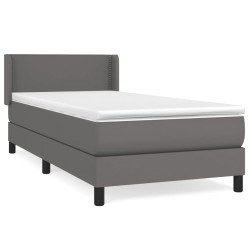 vidaXL Cama box spring con colchón cuero sintético gris 90x200 cm