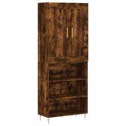 vidaXL Aparador alto madera contrachapada roble ahumado 69,5x34x180 cm