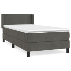 vidaXL Cama box spring con colchón terciopelo gris oscuro 100x200 cm