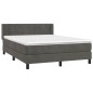 vidaXL Cama box spring con colchón terciopelo gris oscuro 140x190 cm vidaXL Cama box spring con colchón terciopelo gris oscuro 140x190 cm