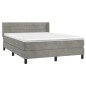 vidaXL Cama box spring con colchón terciopelo gris claro 140x190 cm vidaXL Cama box spring con colchón terciopelo gris claro 140x190 cm
