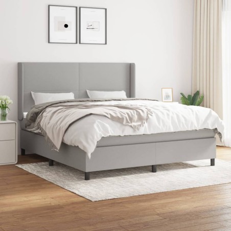 vidaXL Cama box spring con colchón tela gris claro 180x200 cm
