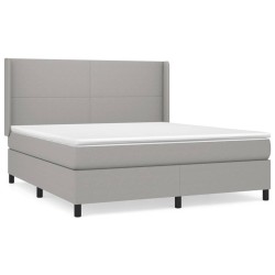 vidaXL Cama box spring con colchón tela gris claro 180x200 cm