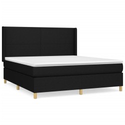 vidaXL Cama box spring con colchón tela negro 160x200 cm