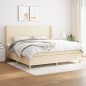 vidaXL Cama box spring con colchón tela color crema 200x200 cm vidaXL Cama box spring con colchón tela color crema 200x200 cm
