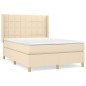 vidaXL Cama box spring con colchón tela color crema 140x190 cm vidaXL Cama box spring con colchón tela color crema 140x190 cm