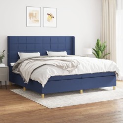 vidaXL Cama box spring con colchón tela azul 200x200 cm