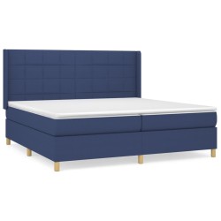 vidaXL Cama box spring con colchón tela azul 200x200 cm