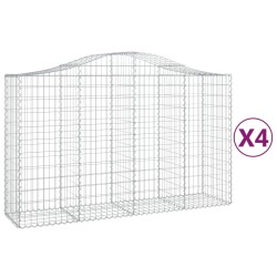 vidaXL Cestas de gaviones 4 uds forma de arco hierro 200x50x120/140 cm