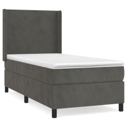 vidaXL Cama box spring con colchón terciopelo gris oscuro 80x200 cm