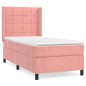 vidaXL Cama box spring con colchón terciopelo rosa 90x200 cm vidaXL Cama box spring con colchón terciopelo rosa 90x200 cm