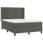 vidaXL Cama box spring con colchón terciopelo gris oscuro 140x190 cm