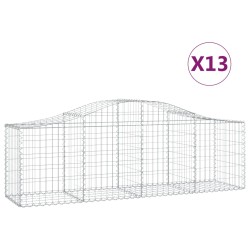 vidaXL Cestas de gaviones 13 uds forma de arco hierro 200x50x60/80 cm