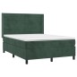 vidaXL Cama box spring con colchón terciopelo verde oscuro 140x200 cm vidaXL Cama box spring con colchón terciopelo verde oscuro 140x200 cm