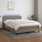 vidaXL Cama box spring con colchón LED tela gris taupe 140x190 cm vidaXL Cama box spring con colchón LED tela gris taupe 140x190 cm