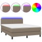vidaXL Cama box spring con colchón LED tela gris taupe 140x190 cm vidaXL Cama box spring con colchón LED tela gris taupe 140x190 cm
