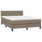 vidaXL Cama box spring con colchón LED tela gris taupe 140x190 cm vidaXL Cama box spring con colchón LED tela gris taupe 140x190 cm