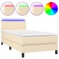 vidaXL Cama box spring con colchón y LED tela crema 90x200 cm vidaXL Cama box spring con colchón y LED tela crema 90x200 cm